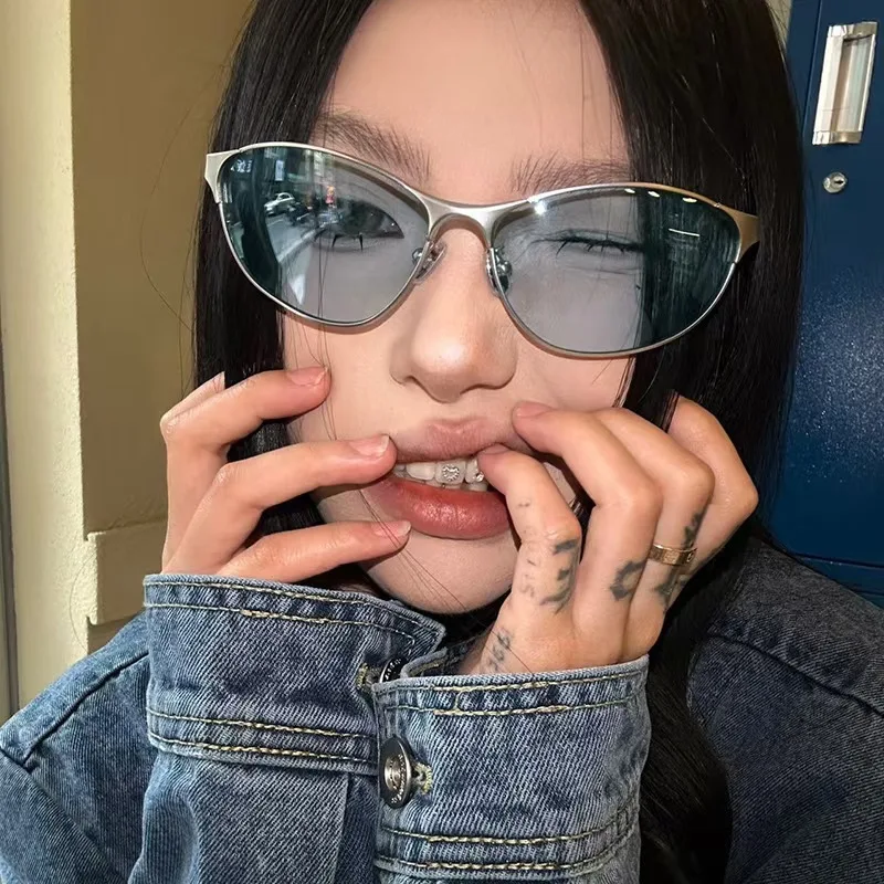 

Trendy Small Frame Cat Eye Sunglasses Men Women Luxury Designer Metal Eyewear Male Classic Casual Driving Shade Sunglasses UV400