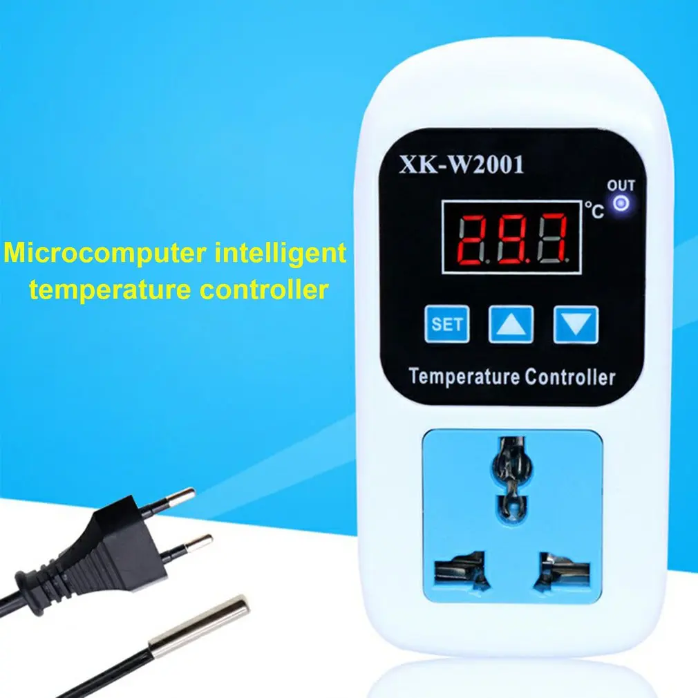 W2001 W2002 AC 110-220V 1500W Phích Cắm Châu Âu Kỹ Thuật Số Ổ Cắm Bình Giữ Nhiệt Điều Chỉnh Bộ Điều Khiển Nhiệt Độ Máy Vi Tính Ổ Cắm NTC cảm Biến