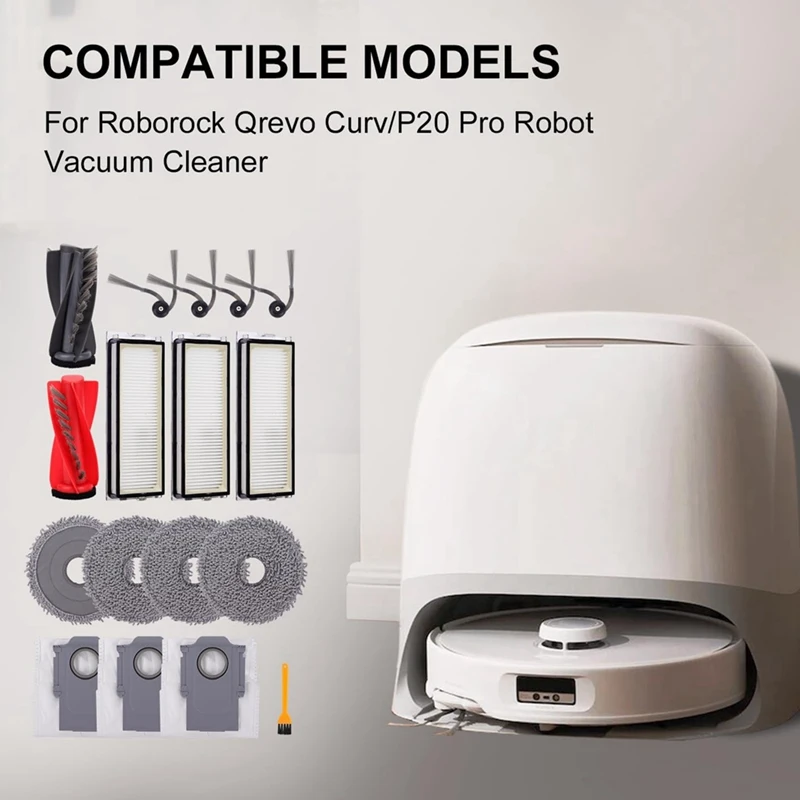 Запасные части для робота-пылесоса Roborock Qrevo Curv/P20 Pro, комплект аксессуаров, основная боковая щетка, HEPA-фильтр, швабры