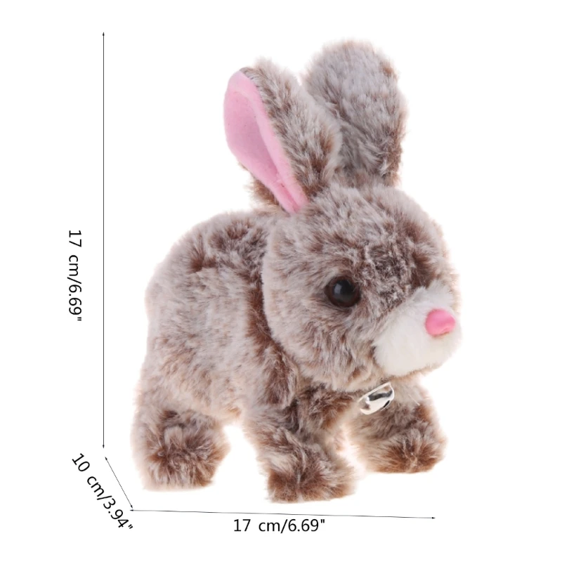 Conejo peluche electrónico para mascotas, Animal relleno, conejo que camina y ladra, muñeco peluche bonito, juguete para