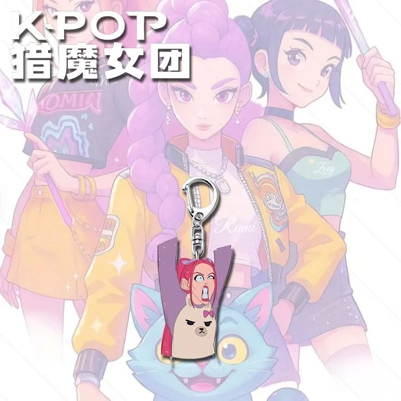 KPop Demon Hunters Cartoon Anime Rumi Mira Zoey sleutelhanger voor mannen en vrouwen, modieuze gepersonaliseerde veelzijdige trendy sleutelhanger