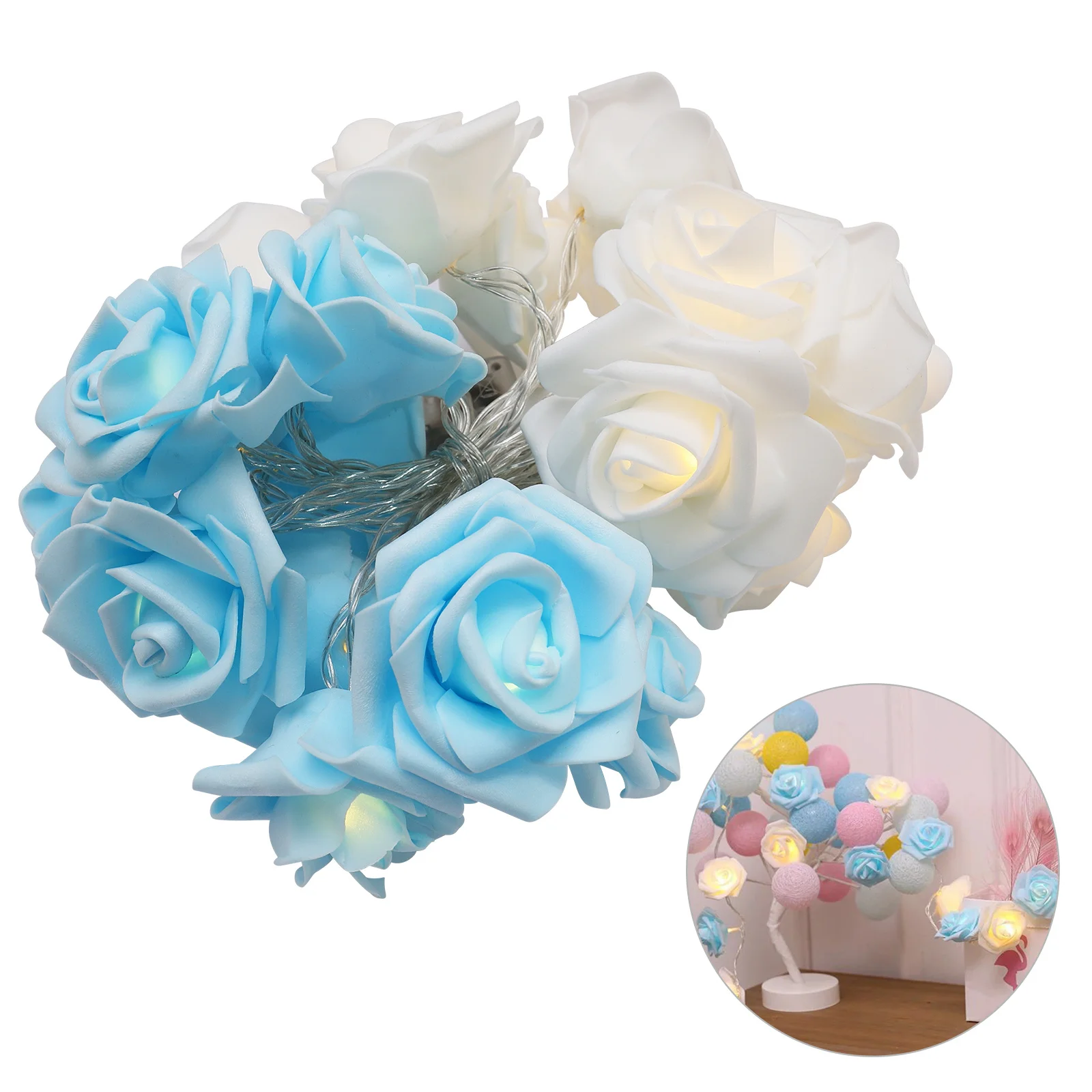 Guirnalda de luces LED con forma de rosa romántica, lámpara de hadas, decoración del hogar para fiesta, Festival, boda, ventana, decoración de luz, 1 Uds.