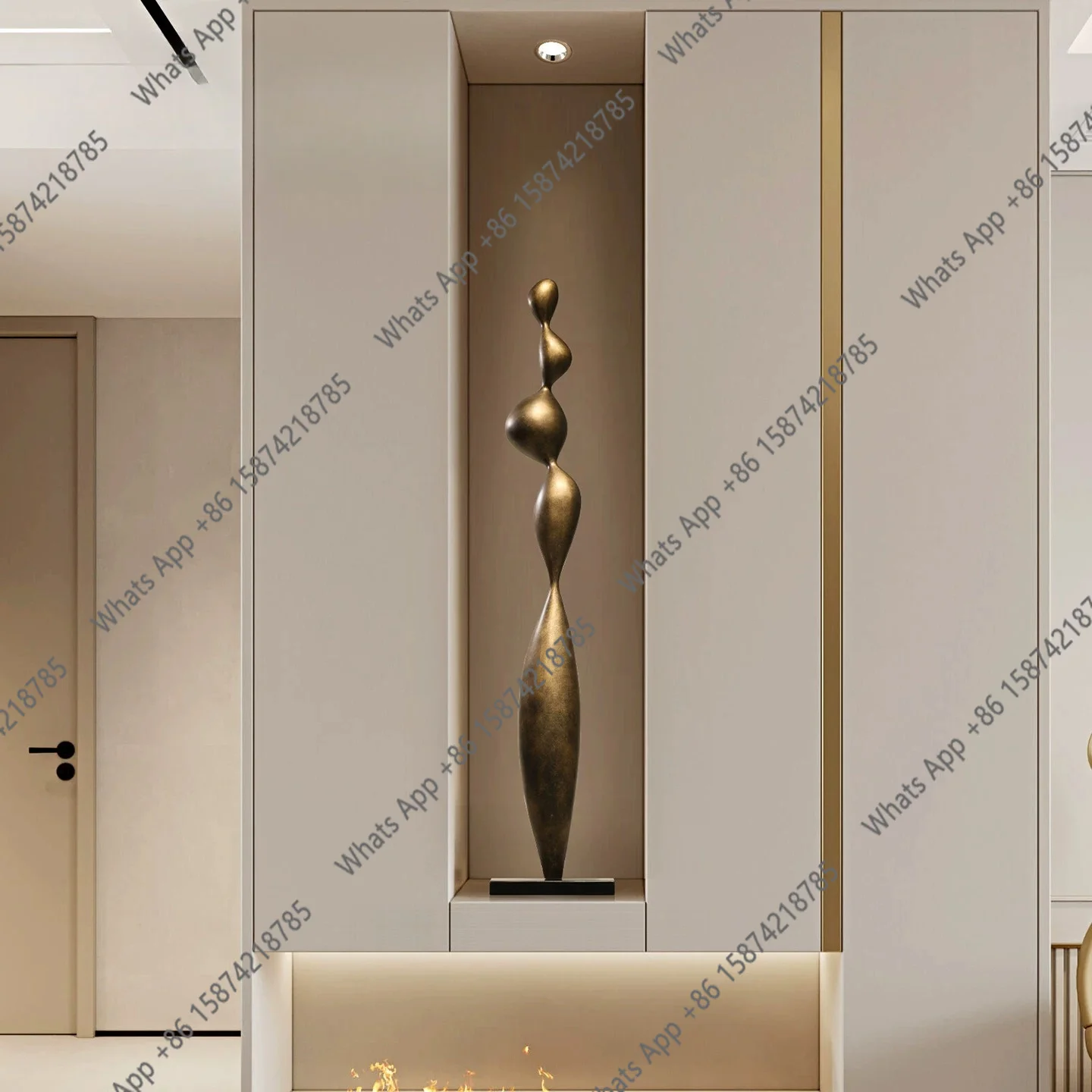 Italian light luxury slender ornament, next to the TV cabinet in the entrance niche, living room hotel model room, abstract scul