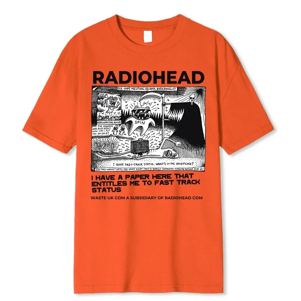 Radiohead 남성용 빈티지 클래식 티셔츠, 북아메리카 투어 록 보이, 힙합 스트리트 100% 코튼 오버사이즈 상의