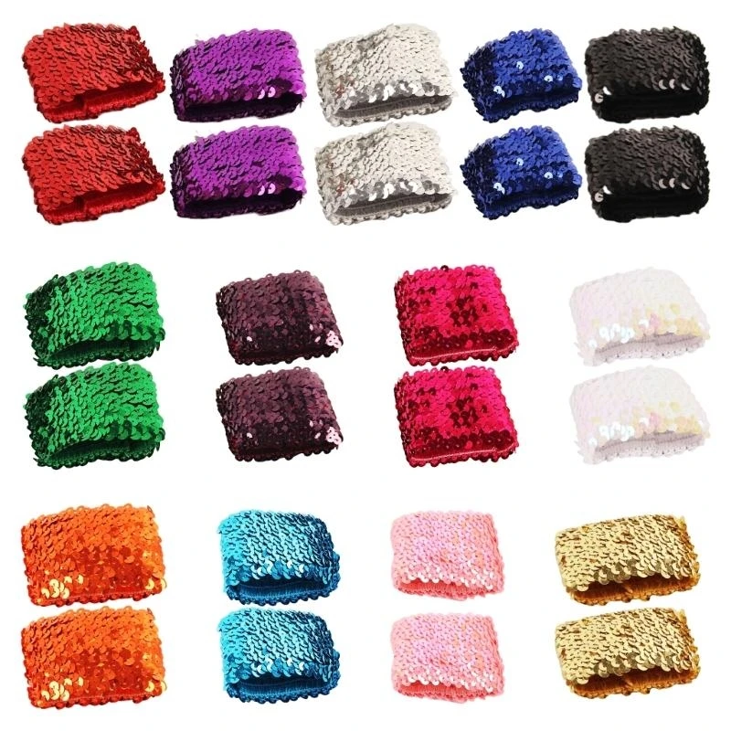 39BD Fashion Sparking Sequins Mangas elásticas del brazo elástico para mujeres y niñas Varios relajantes decorativos