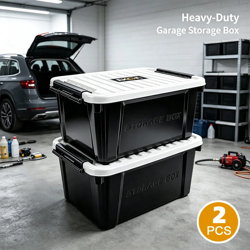 EKOA 20L/21QT Storage Bins,2Pack Heavy Duty Plastic Storage Containers with Lids, Stackable Bins with Secure Latches