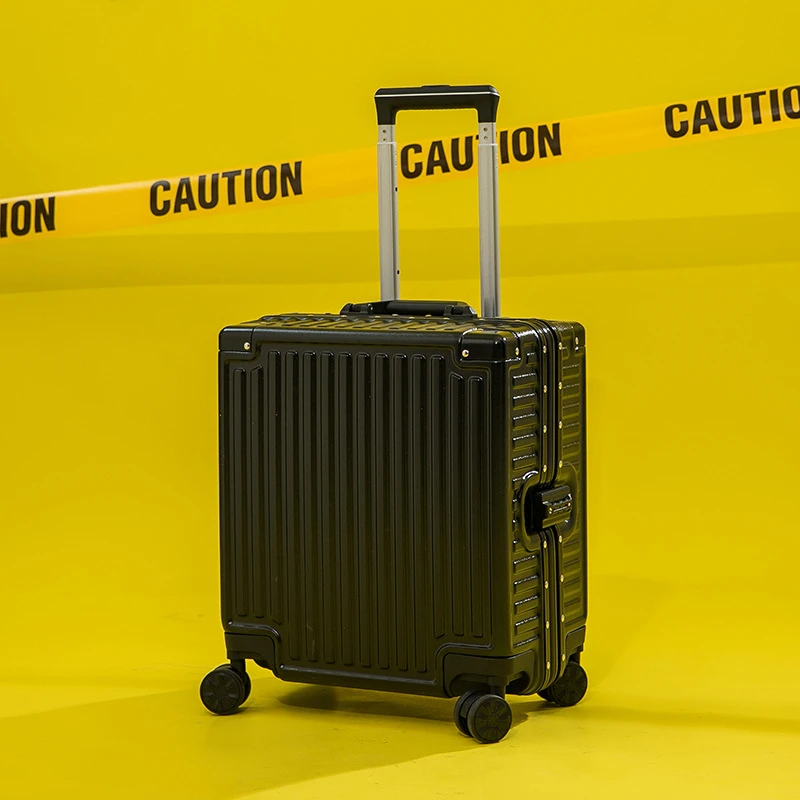 18 Inch Rollende Bagage Reiskoffer Aluminium Frame Trolley Case Boarding Koffer Mini Wachtwoord Box Koffer Mode Bagage