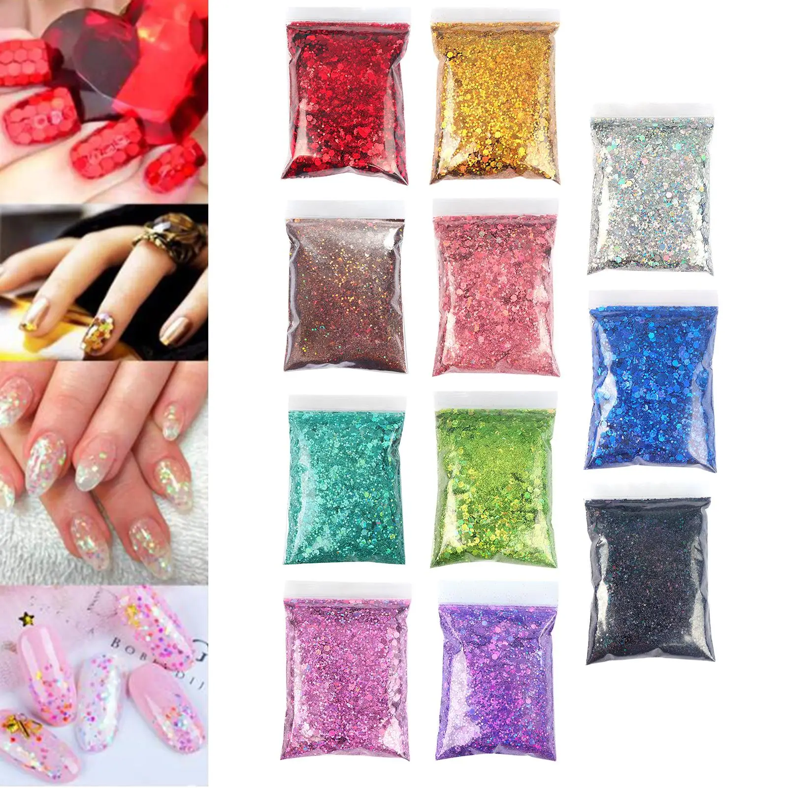 1Bag 50g Iridescent Nail Glitter Sequins Paillette 3D DIY Nail Art Decor