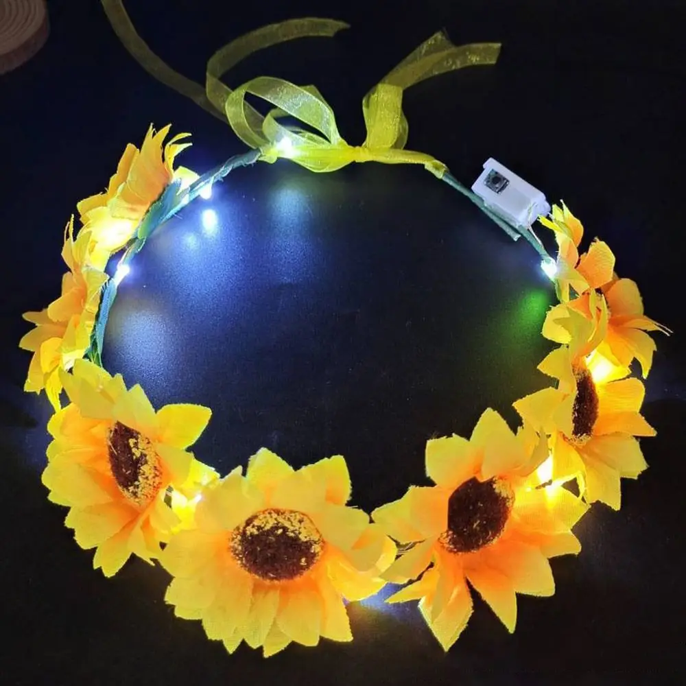 Wedding Luminous Hairband Christmas Party Decoration Glowing LED Wreath Halloween Crown Flower Light Up Headband