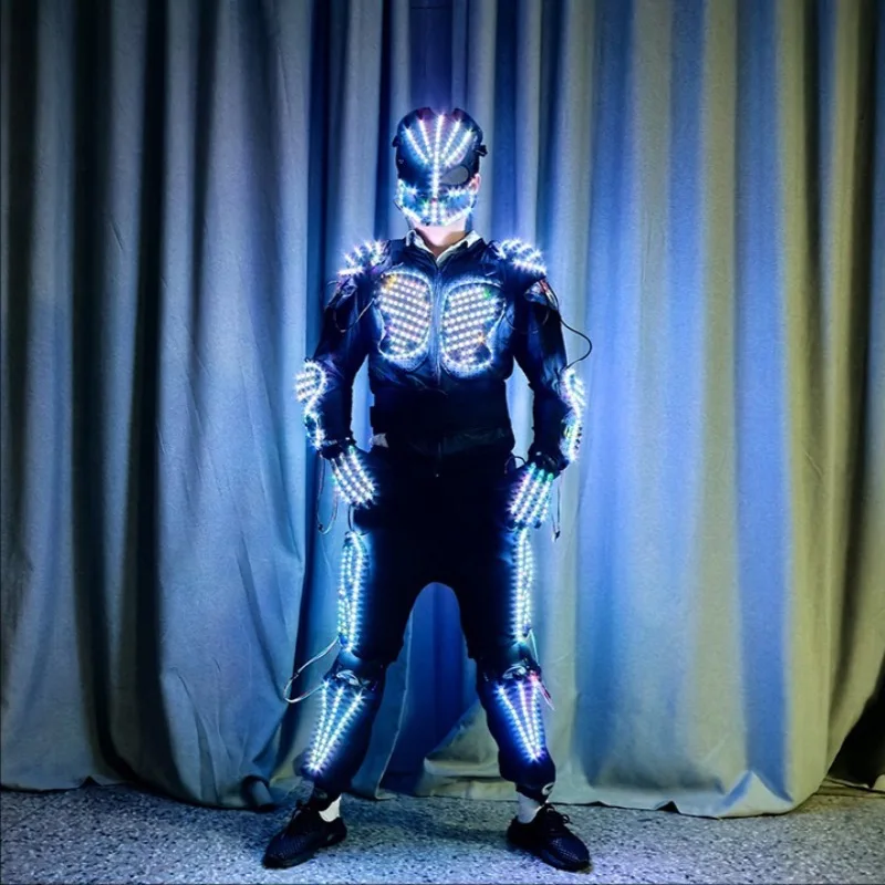 

Nightclub DJ LED Robot Suit for Party Men Halloween Cosplay Armor Helmet Stage Show Fancy Dress up Clothes Festival 2026