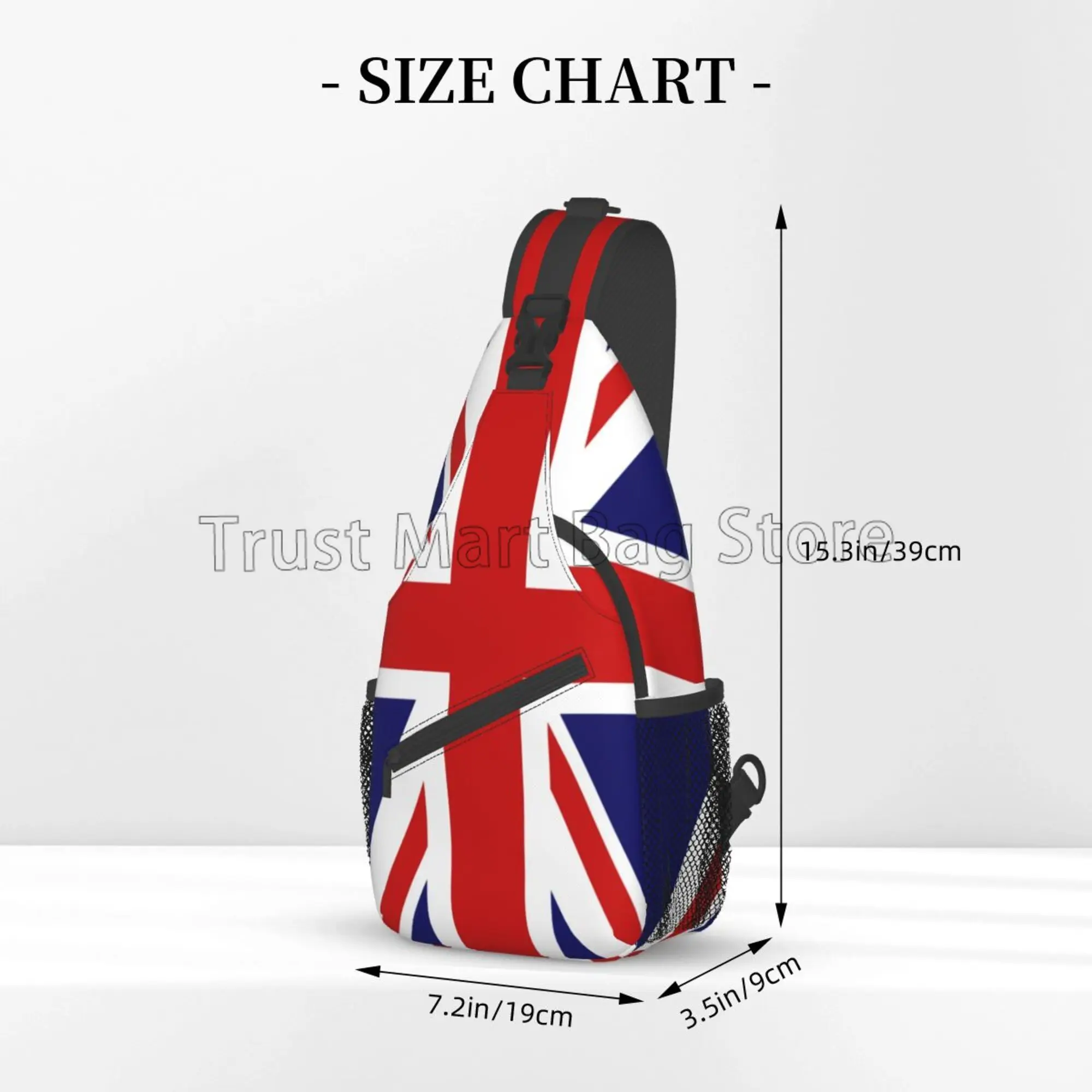 Mochila cruzada con estampado de bandera de Reino Unido para hombre y mujer, en el pecho bolso de hombro, mochila de viaje para senderismo, mochila de día