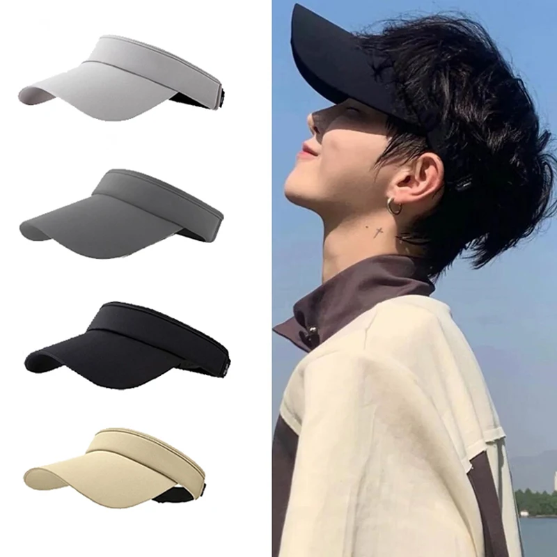 1PC Outdoor Riding Sports Shades Long Brim Ice Silk Sun Hats Men Women Empty Top Baseball Cap Sunscreen Uv Protection Visors