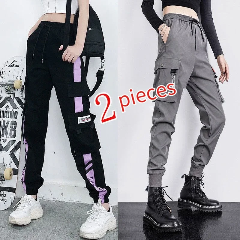 Women’s Cargo Pants with Multiple Pockets Female Joggers High Waist Ankle Banded Design Streetwear Hip Hop Sweatpants Plus Size