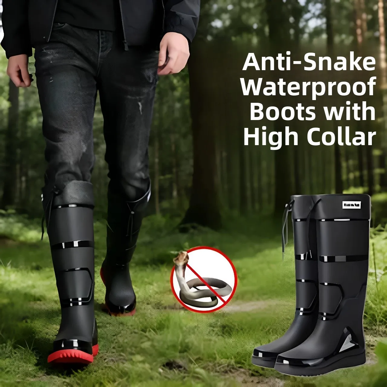 Waterproof Anti-Slip High-Tube Fishing Rain Boots Comfortable All-Season PVC Shoes for Men And Women round Toe Slip-On Boots