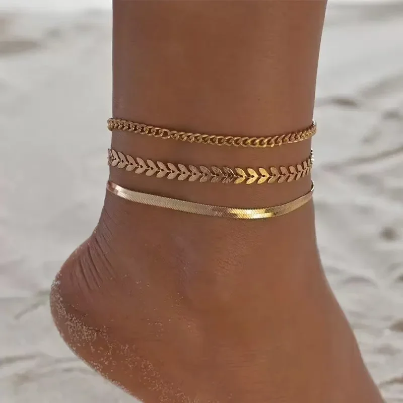 

Summer Beach Exquisite 3 layer Chain Anklet, Suitable For Friends The Best Gift
