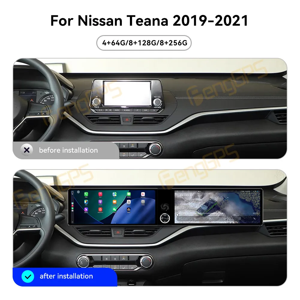 

Dual Screen 12.3" Android 13 CarPlay Car Radio For Nissan Teana 2019-2021 Touch Screen Multimedia Player GPS Navigation DSP BT