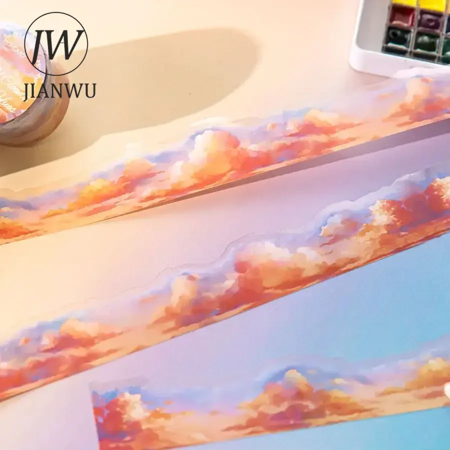 JIANWU 30mm*200cm Walking Towards The Sea of Cloud Series Vintage Material Collage PET Tape Creative DIY Journal Stationery