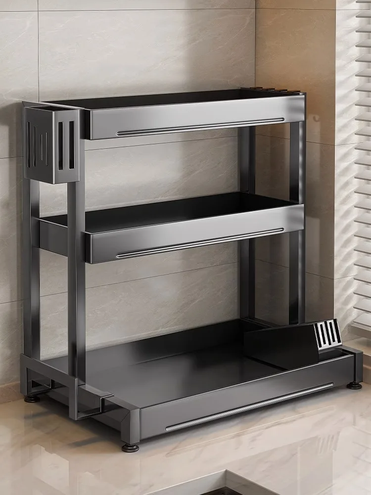 

Modern Simple Kitchen Countertop Spice Ra Multi-layer Storage elf Anti-rust Metal Home Use Utili Knife Holder Chopstis