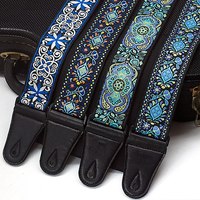 Embroidered Print Guitar Strap Vintage Ethnic Style Adjustable Strap for Folk Electric Guitar Bass Ukulele Guitar Accessories