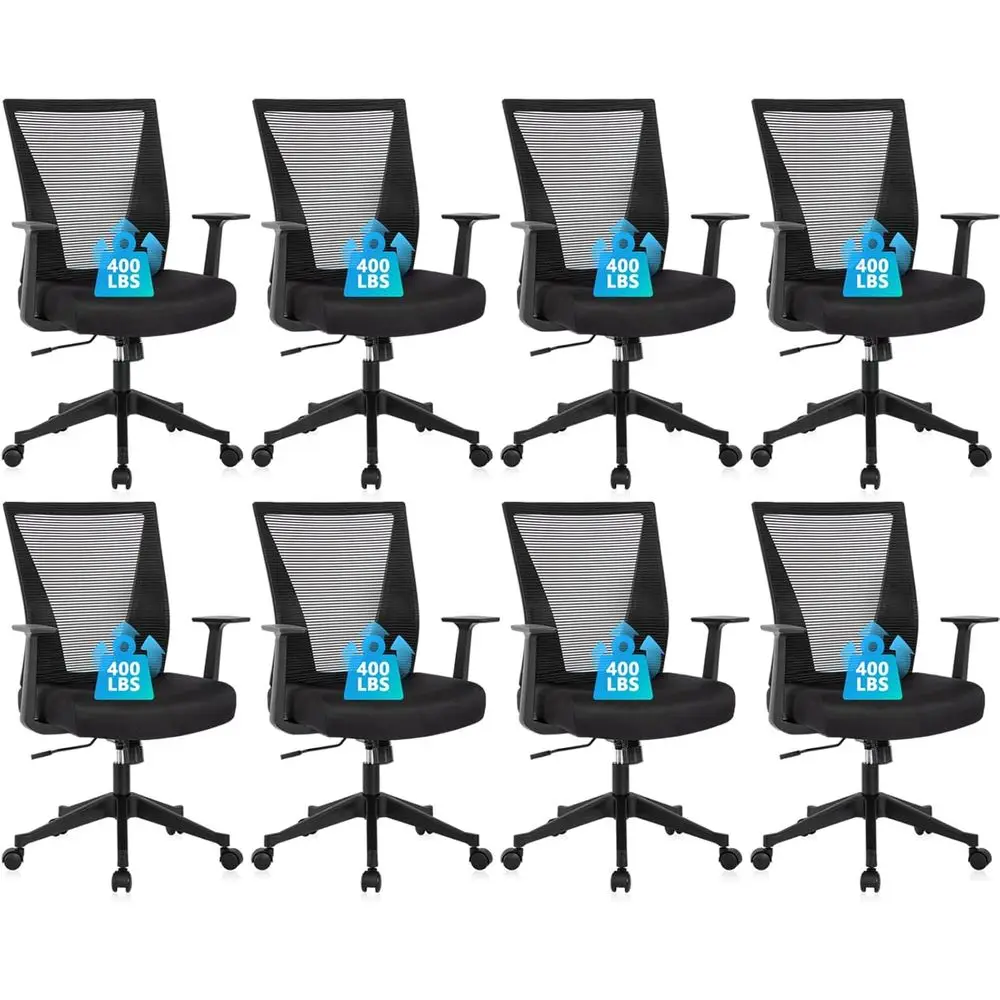 

Ergonomic Mesh Swivel Chair with Armrests for Home Office, Black, 8-Pack