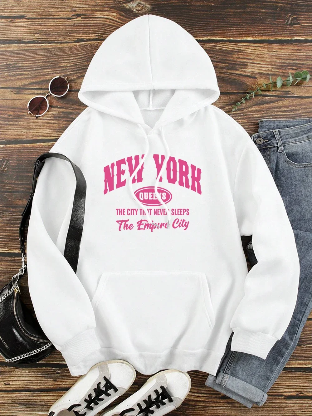 Women Hoodies New York Queens The City That Never Sleeps Hoody Men Fashion Hip Hop Clothing Cute O-Neck Street Loose Sweatshirt