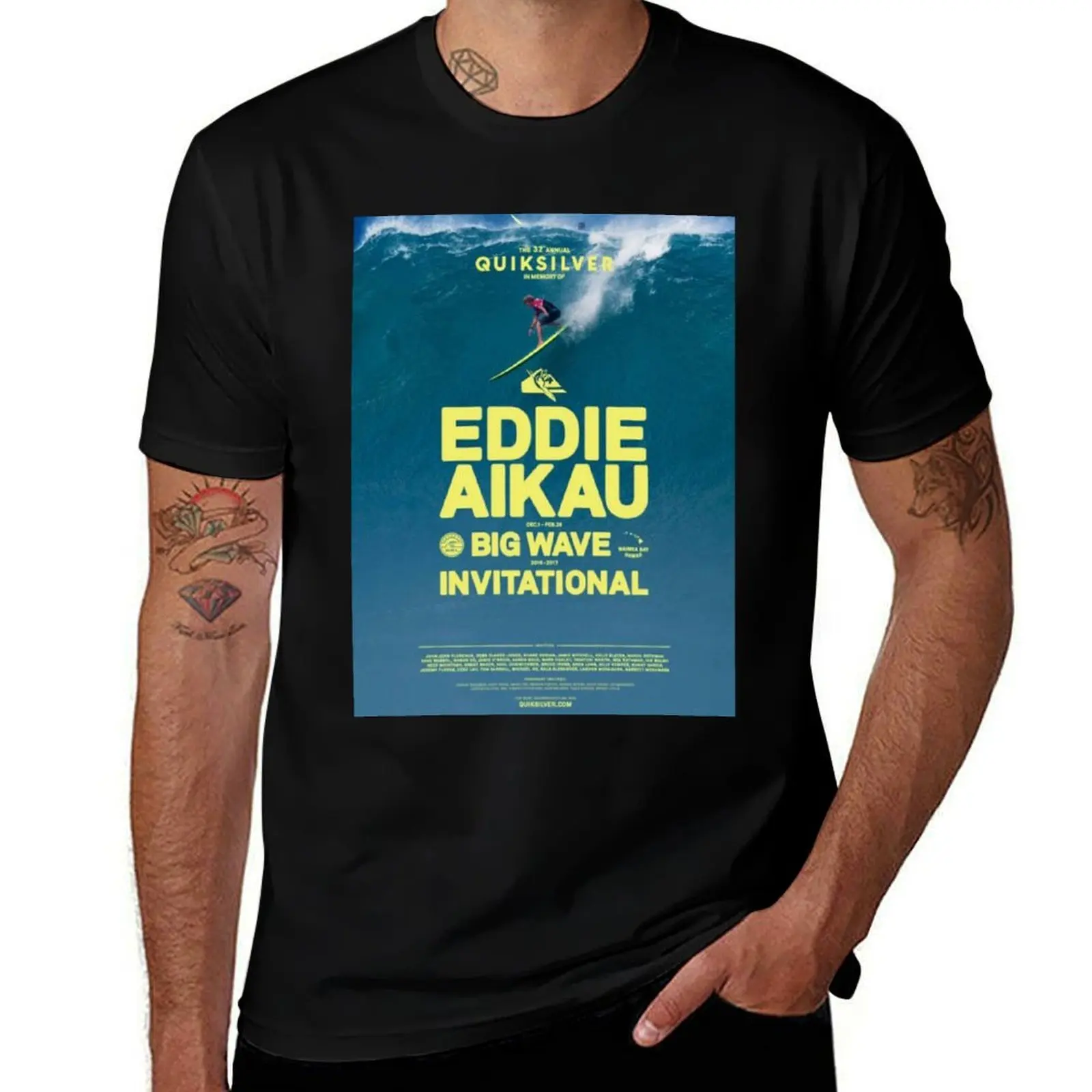 

EDDIE AIKAU Big Wave Invitational T-Shirt sublime anime tshirt rapper graphic tees customizeds T-shirts for men cotton