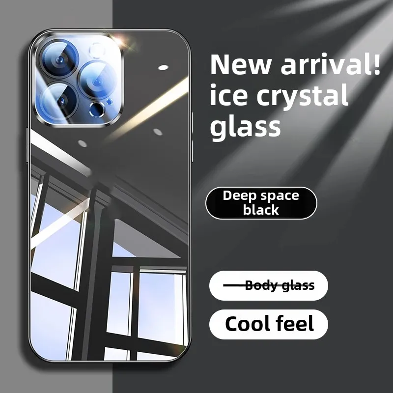 

Новый чехол для iPhone 16/15/14 Pro Max Mirror Ice Crystal Glass, полное покрытие, высококачественный защитный чехол с защитой от падения