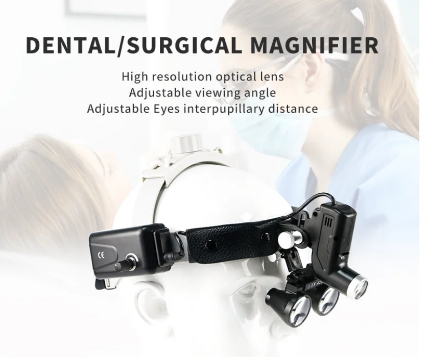 3.5X Binocular Loupes with 5W LED Headlight Ergonomic Adjustable Magnifier Glasses CE