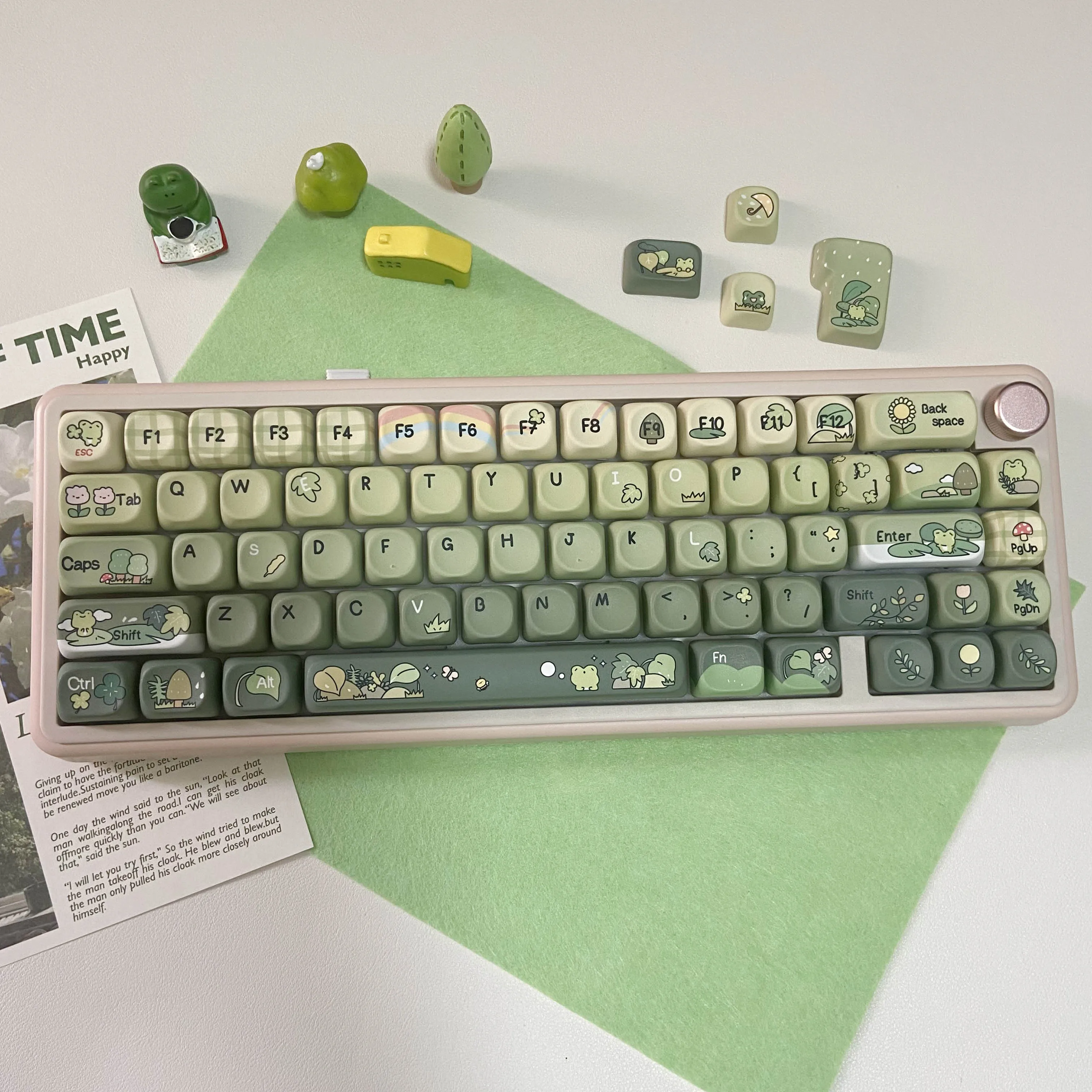 Green Frog Keycaps 60% 75% TKL - Keyboard Numpad Separate 评论和价格
