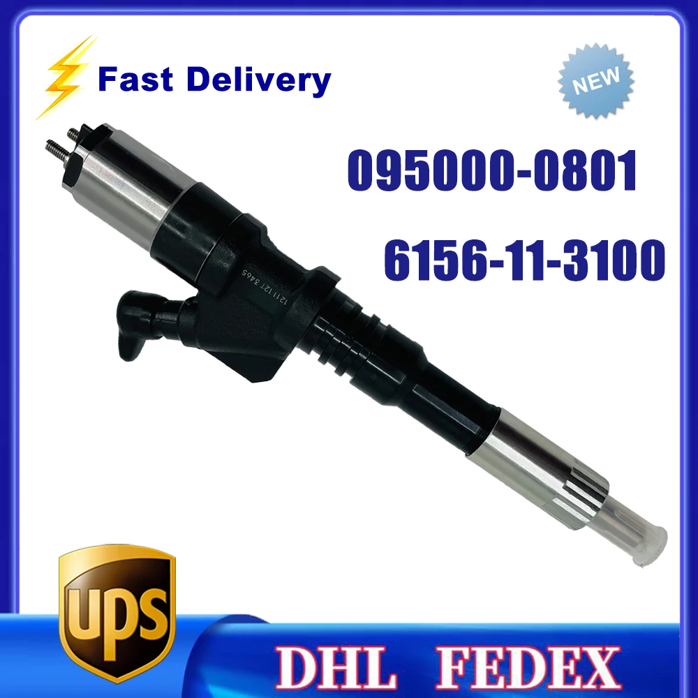 

095000-0801 095000-0800 Common Rail Injector For Komatsu SA6D125E 6156-11-3100