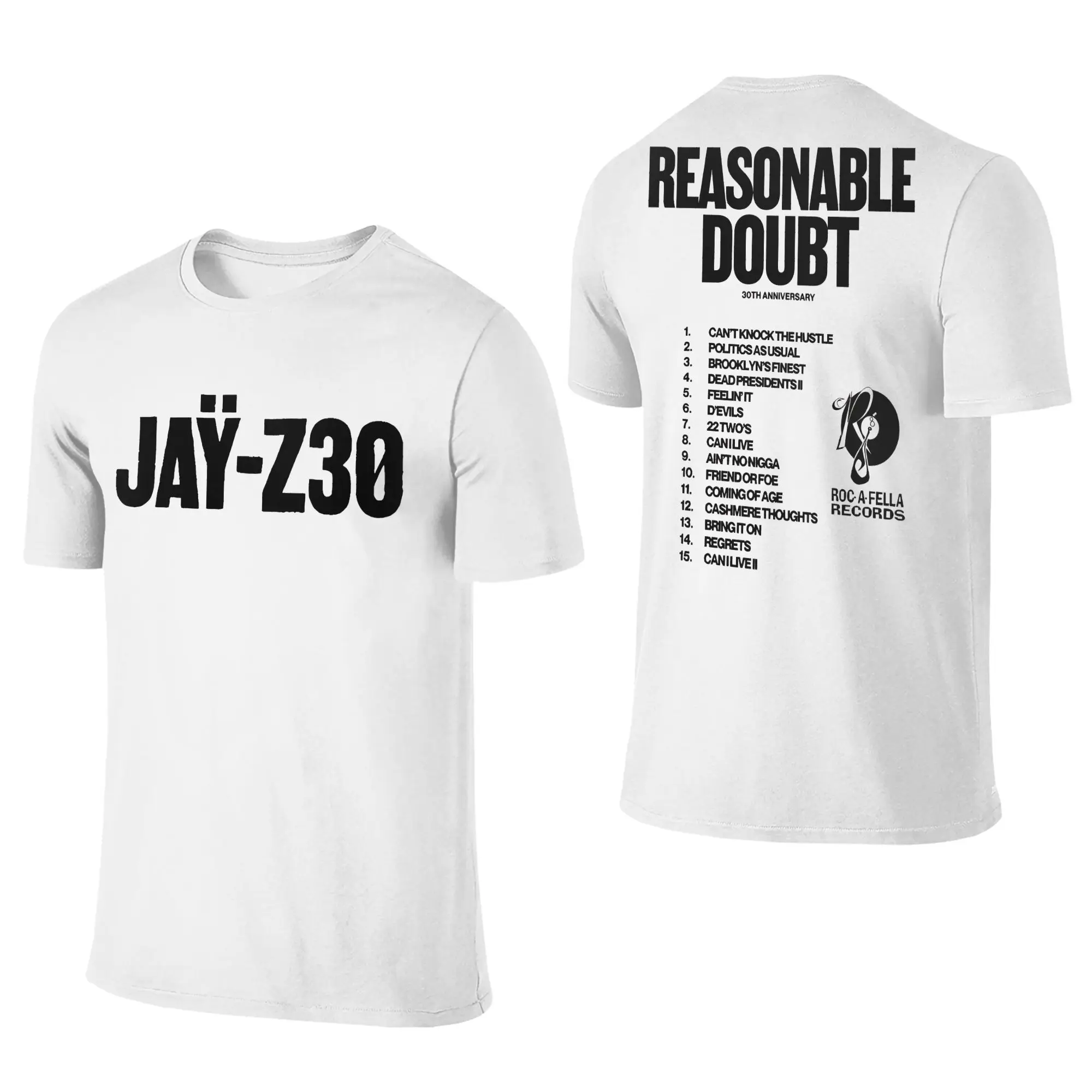 Printed Jay Z 30th Reasonable Doubt 25th Blueprint JAŸ-Z 30 Tour  T Shirt for Men Women  Pure Cotton T-shirts Short Sleeve Tops