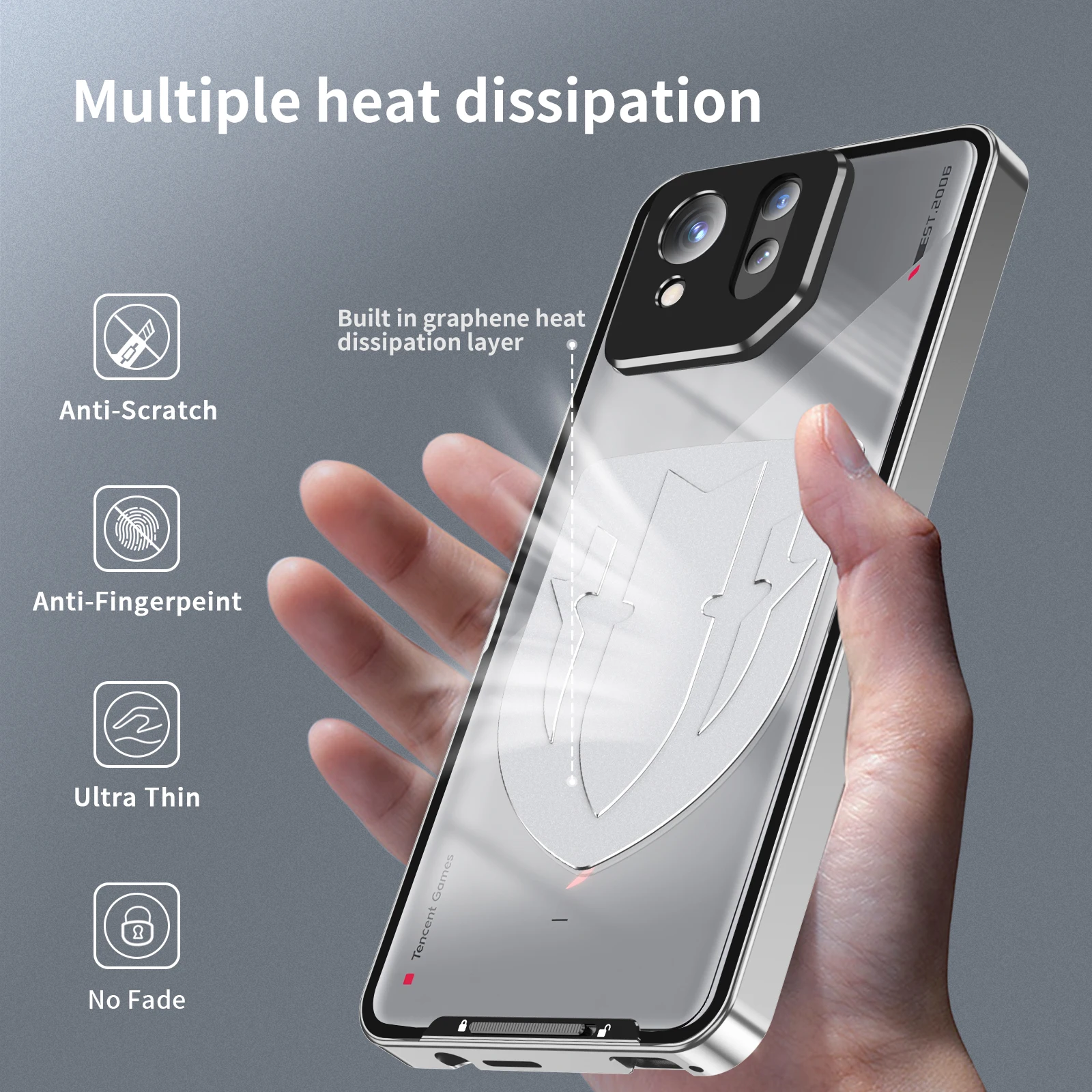 For Asus ROG Phone 8 Pro Case Metal Aluminum Alloy Bumper ROG Phone 8 Heat Dissipation Frame Acrylic Camera Protector Cover