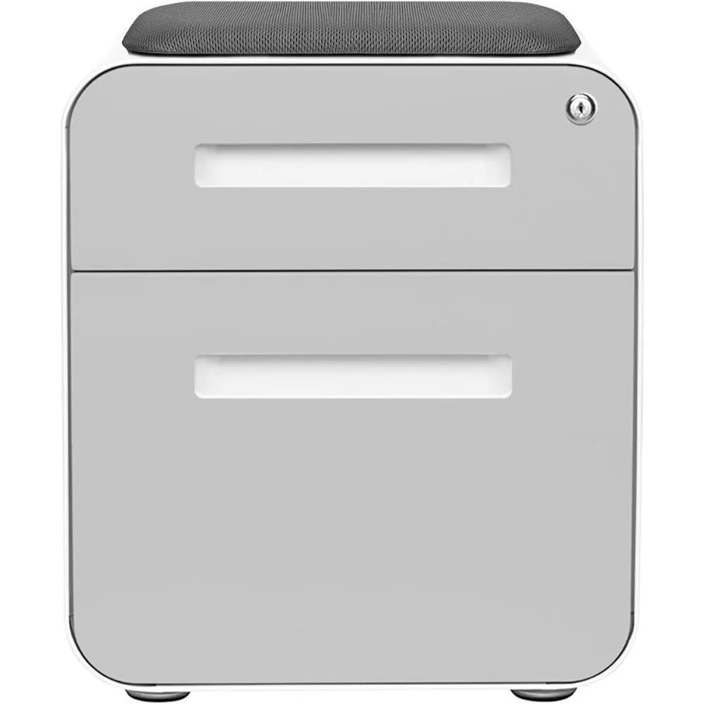 خزانة ملفات متنقلة صغيرة مكونة من درجين من STOCKPILE مع مقعد وسادة مغناطيسي قابل للإزالة - إصدار قصير، خزانة ملفات معدنية، #6