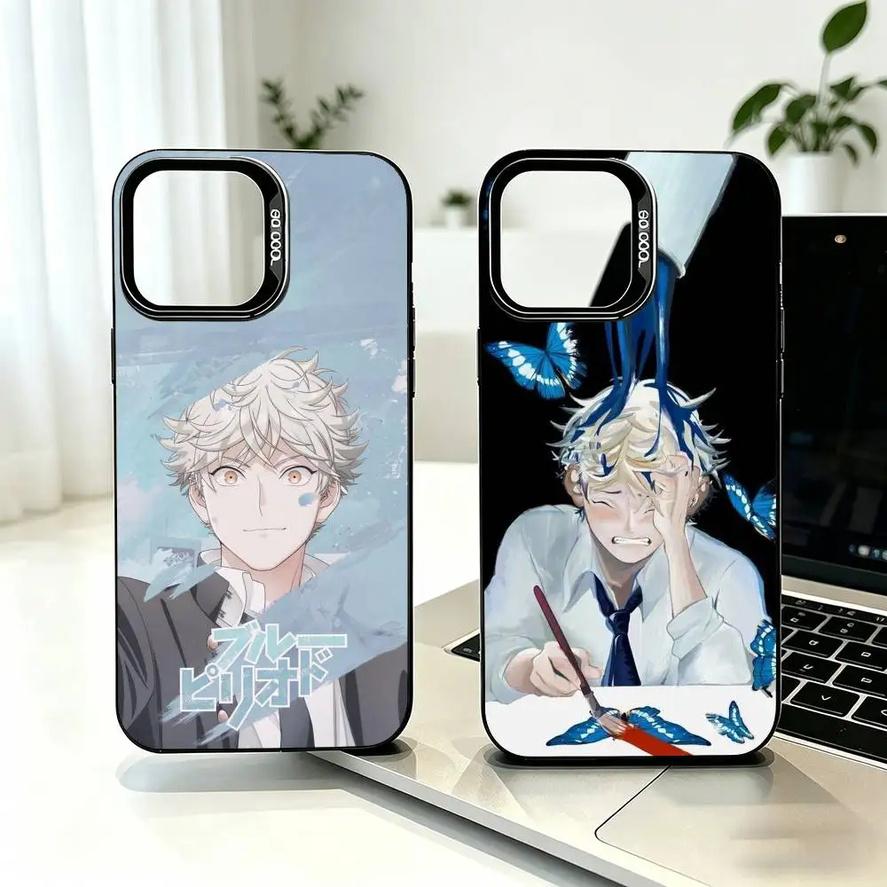 

Yatora Yaguchi Blue P-Period Phone Case For iPhone 17,16,15,14,13,12,11 Plus,Pro Max,XS,Colored Silver Plated Inside Cover