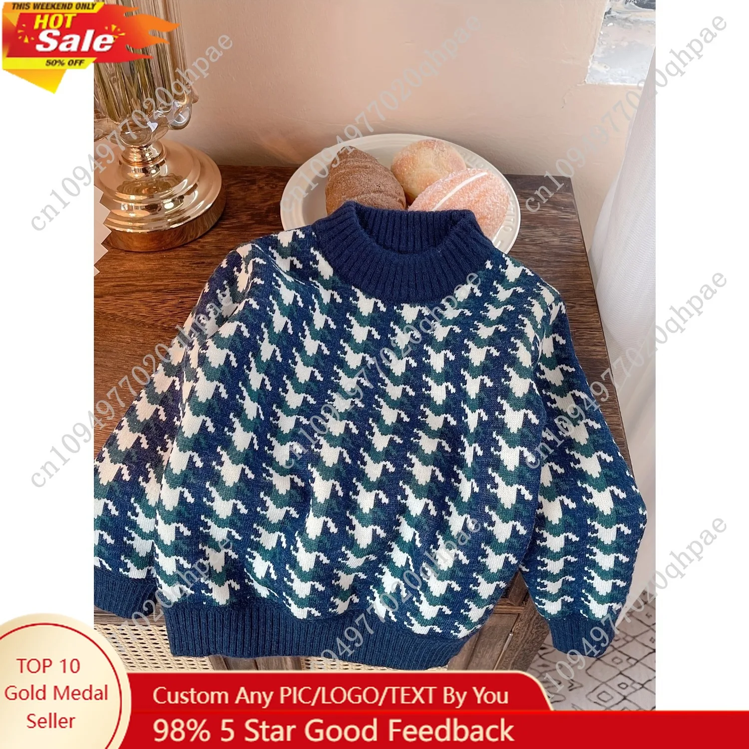 

Boys' Sweaters for Autumn and Winter, Stylish Round-Neck Knitwear for Young Children, Pullover Warm Tops for Kids, Trendy