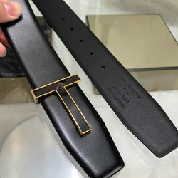 Double sided 2024 Top Luxury Designer Brand Brass Belt Men High Quality Genuine Real LeatherStrap Jeans Waistband business