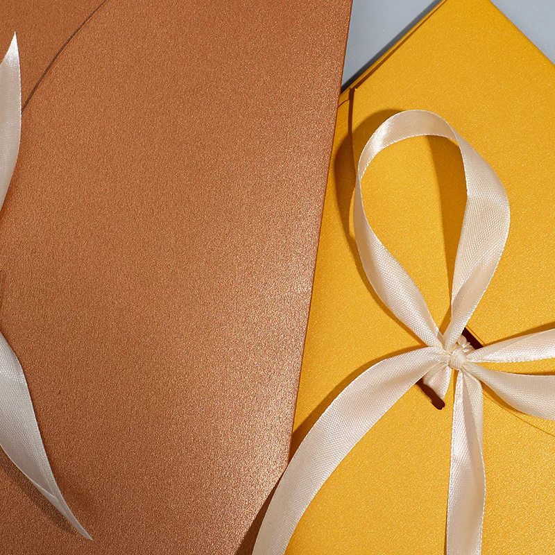 10pcs Big Size 24x19cm Square Paper Letter Envelopes with Ribbon Thick Yellow Red Black Beige Color Gift Card Packing