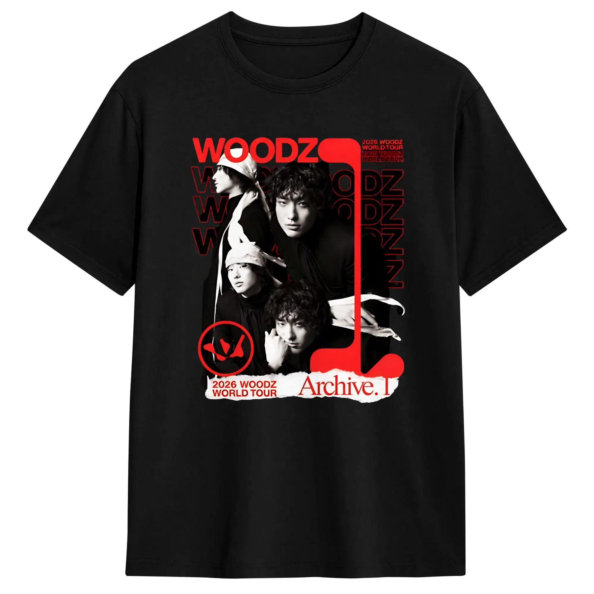 Camisetas 2026 WOODZ World Tour para Homens e Mulheres, Camiseta Engraçada 100% Algodão, Gola Redonda, Manga Curta, Tamanhos Grandes