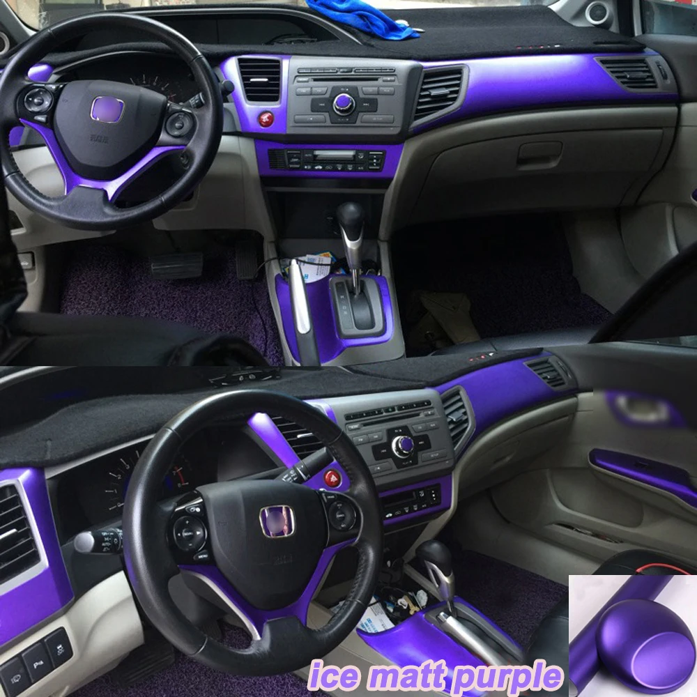 For Honda Civic 2012-2015 4 doors 3D 5D Carbon Fiber Car Interior Cover Console Color Sticker Decals Parts Accessories