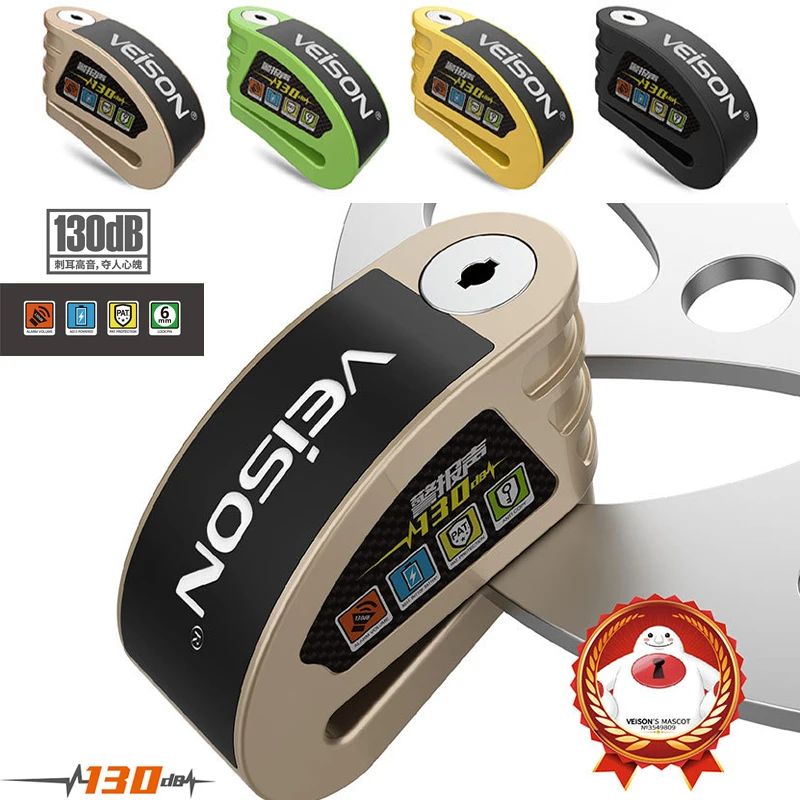 

VEISON Controllable Alarm 130db Waterproof Disc Brake Lock Motorcycle Anti-theft Lock Mountain Bike Electric Battery Bike Lock