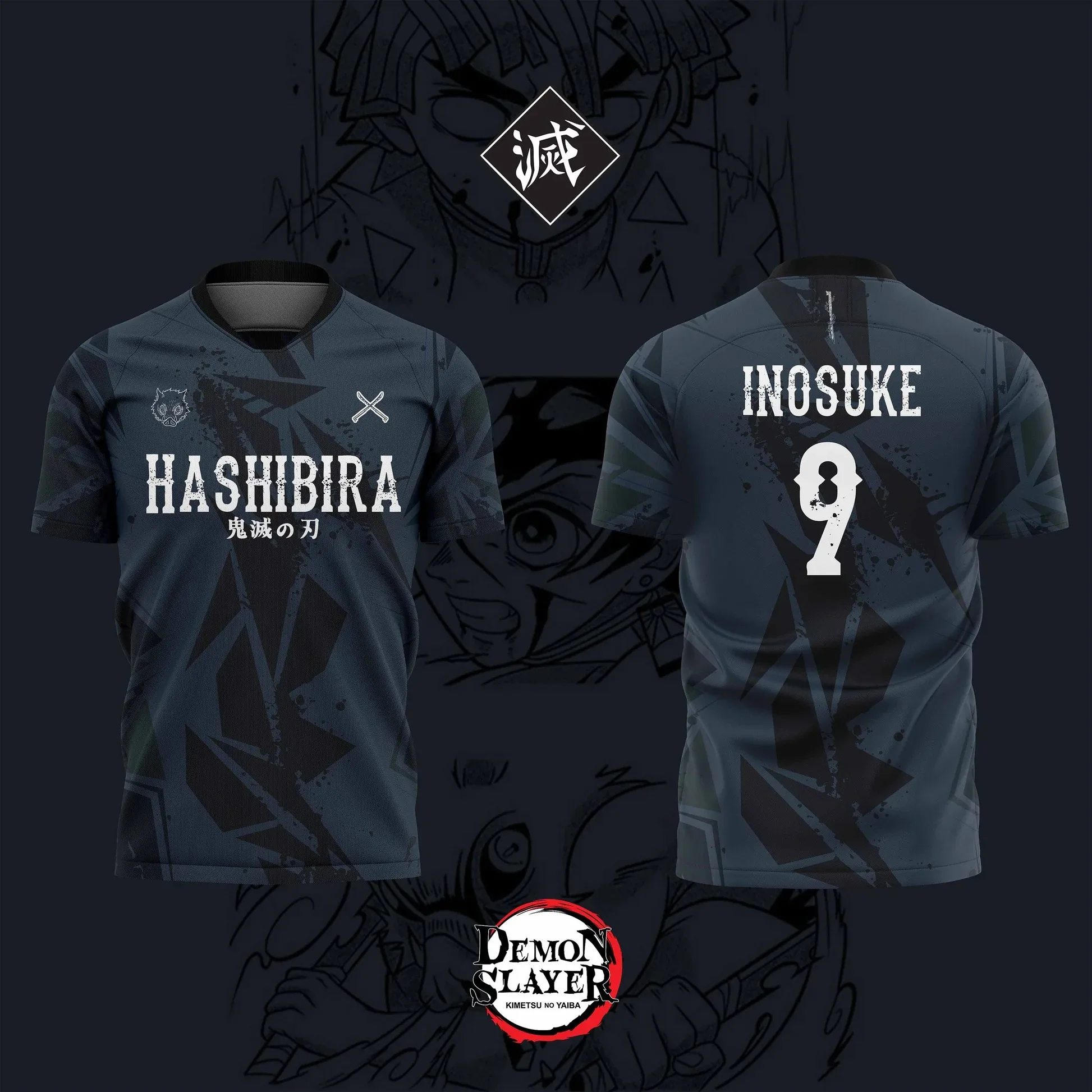 2026 Bandai Demon Slayer Anime INOSUKE NO.9 3D Print Football Jersey for Men's Tshirt Summer Sports Casual Tees Kids/Adult Y2k