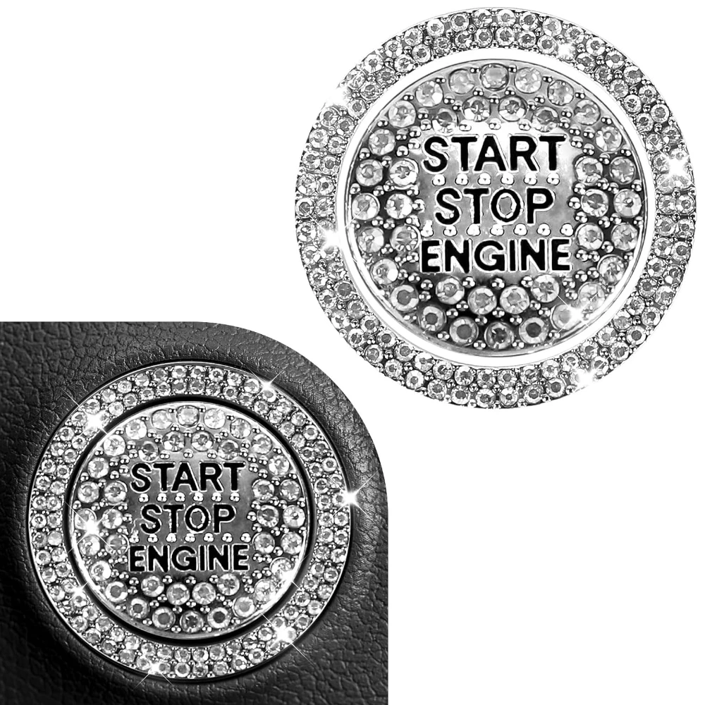 

Bling Car Push Start Button Cover Sticker Crystal Rhinestone Engine Start Button Decal Key Ignition & Knob Ring Decoration