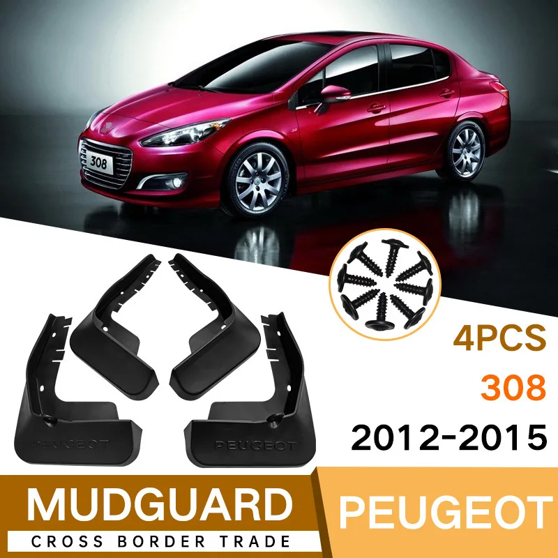 

For Peugeot 308 2012-2015 Car Molded Mud Flaps Splash Guards Mudguards Front Rear Styling Front Rear Car Accessories