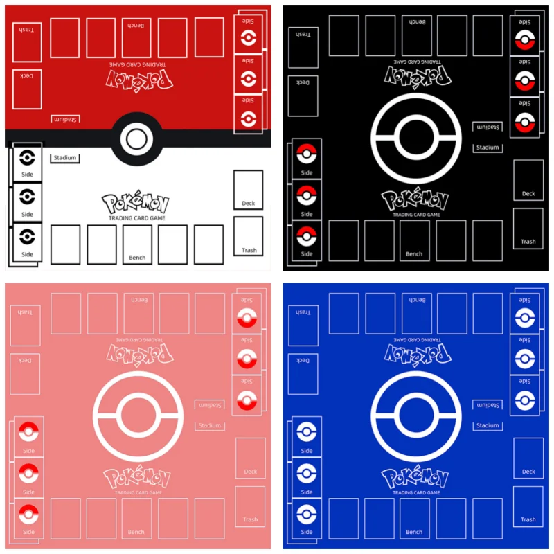 Pokemon Self Made PTCG Classic Series Red and White Solo Dueling Card Pad Classics Anime DIY HD Custom Made Battle Table Mat Toy