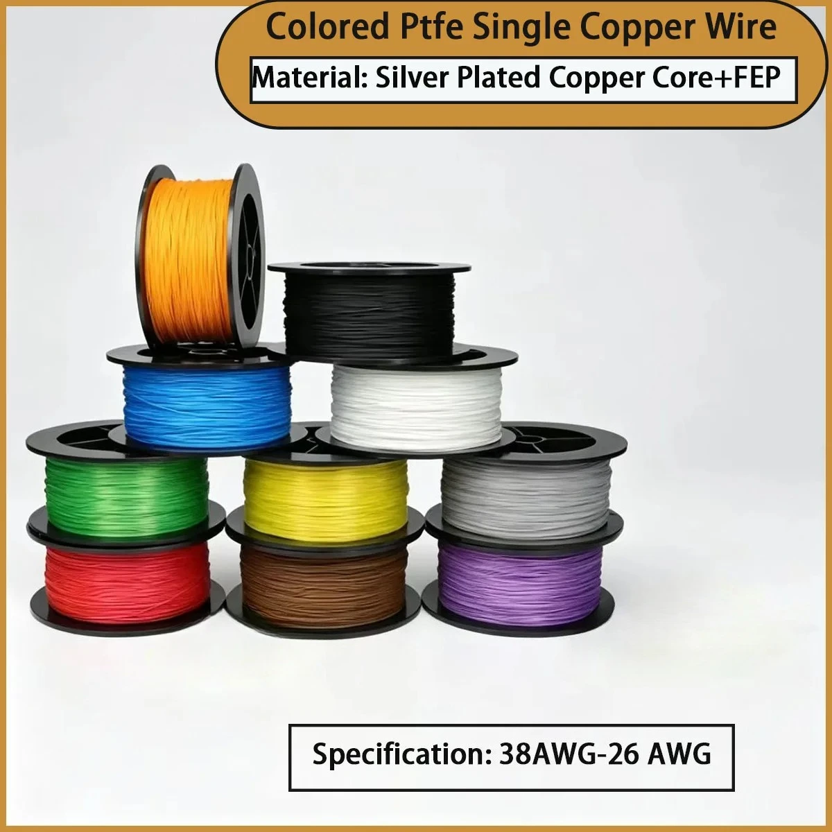 

Specification 38AWG-26 AWG colored PTFE single copper wire is used for precision electronics, instrumentation, etc