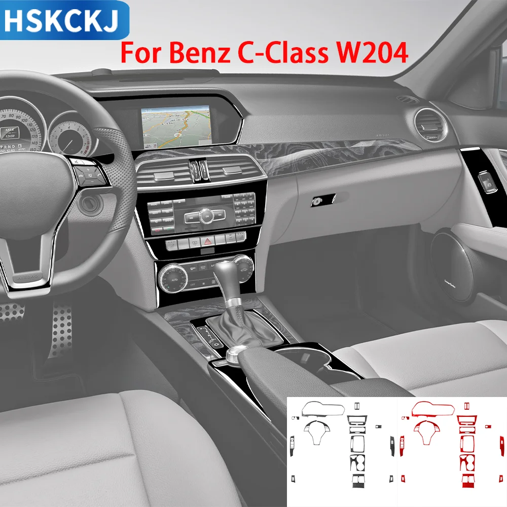 

For Benz C Class W204 2012-2014 Car Accessories Carbon Fiber Steering Wheel Conditioner Panel Interior Trim Sticker Modification