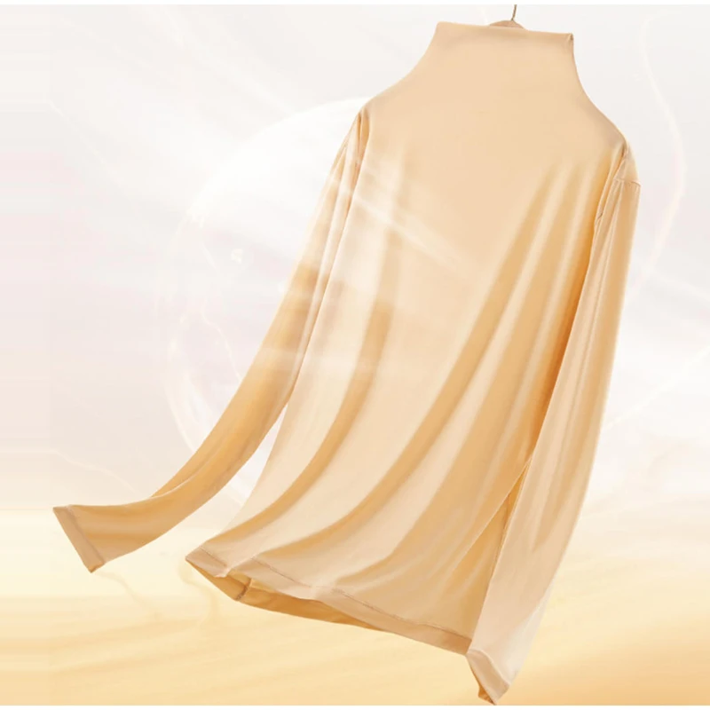 Sous-vêtements thermiques pour femmes, pyjama amincissant, chaud, col haut, ensemble de Lingerie, haute élasticité, manches longues, chemise de Base sans couture