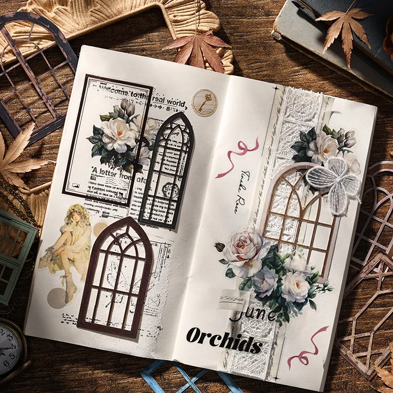 10pcs/lot Memo Pads Material Paper Elegant Carved Window Junk Journal Scrapbooking paper Decoration stationery
