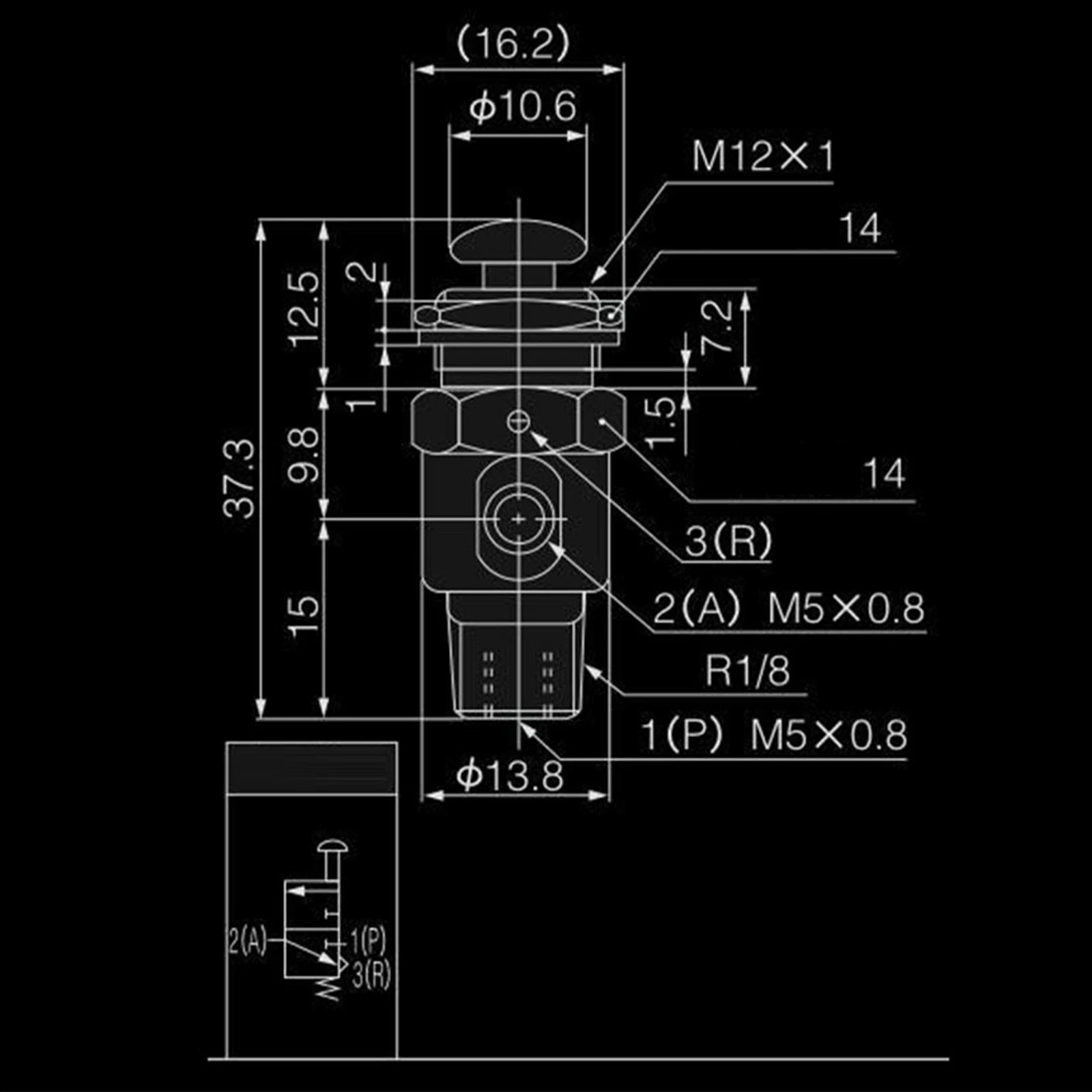 TAC3P 2 Port 3 Position Button Spring Return Valve with 5Hz Maximum Operating Frequency and 1 35MPa Guaranteed Pressure