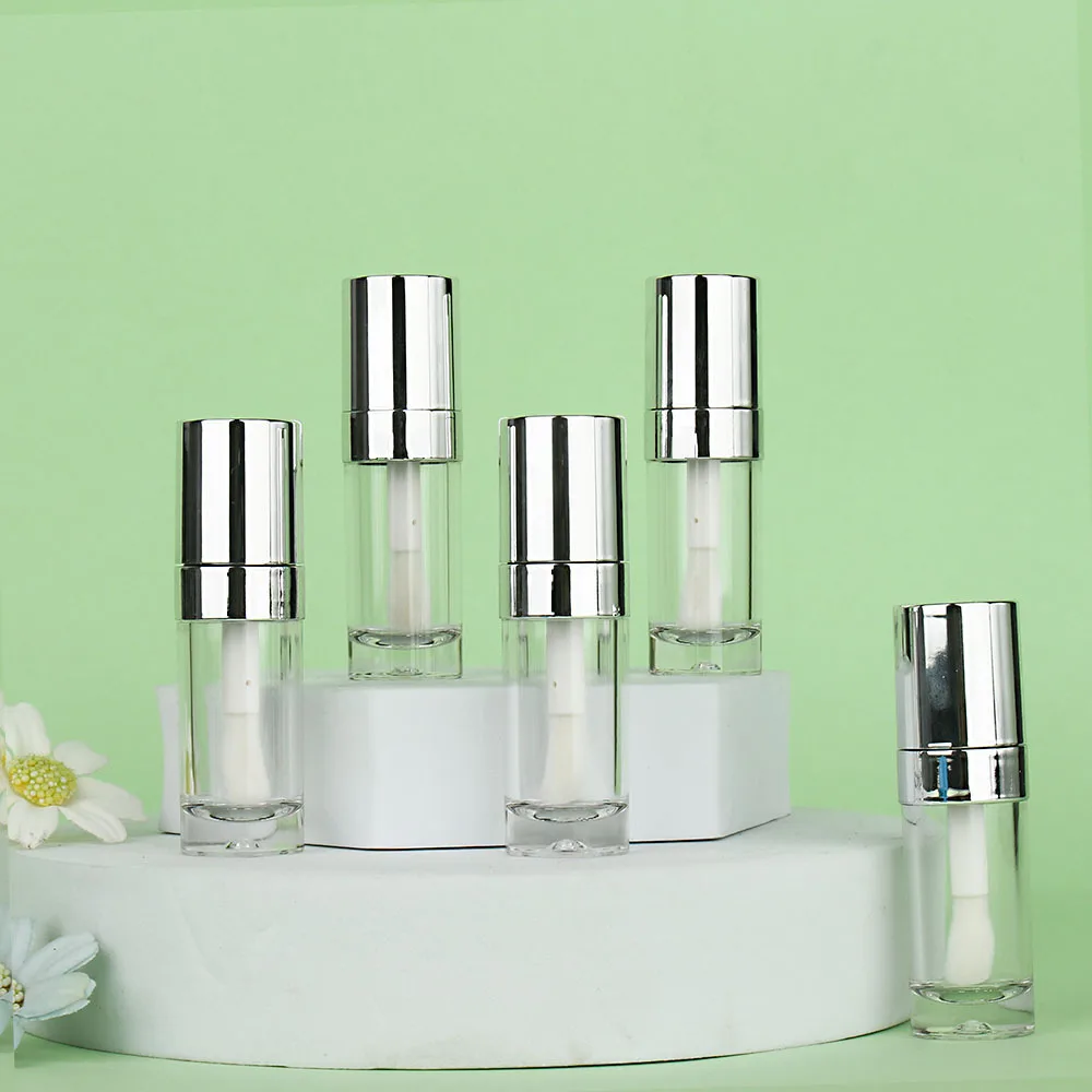 

8ml Silver Thick Barrel Lip Gloss Tube, Empty Refillable Container for Concealer Foundation, Cosmetic Packaging